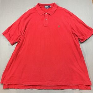 Polo By Ralph Lauren Red Short Sleeve Cotton Polo Men 3XB Classic Big and Tall